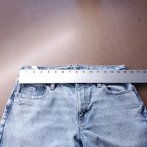 American Eagle Barrel Jeans Women 4 Blue Stone Wash Distressed Y2K - Picture 3 of 12